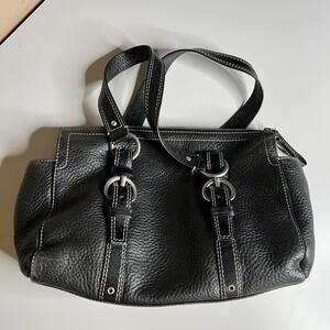 Coach Shoulder Bag Womens Medium Black Leather Ring Buckle H0782-F10887 Strap